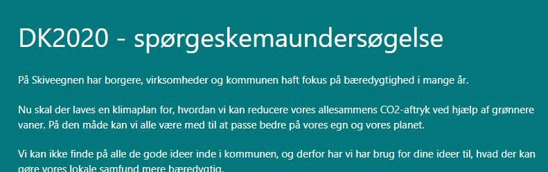 Screenshot af spørgeskemaet, Skive Kommune sendte ud til borgere i september. 