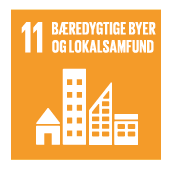Logo for Verdensmål nr. 11: Bæredygtige byer og lokalsamfund